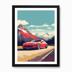 A Nissan Z Car In Icefields Parkway Flat Illustration 2 Art Print