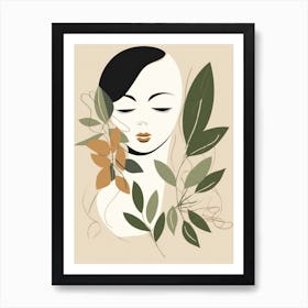 Woman With Leaves 5 Art Print