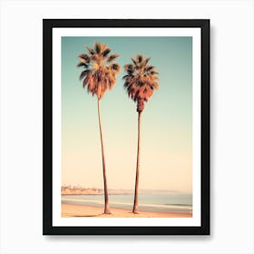 California Dreaming - Sunset Beach Palms Art Print