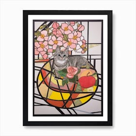 Apple With A Cat 4 Abstract Expressionist Art Print