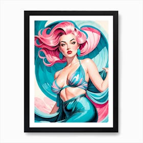 Portrait Of A Curvy Woman Wearing A Sexy Costume (12) Art Print