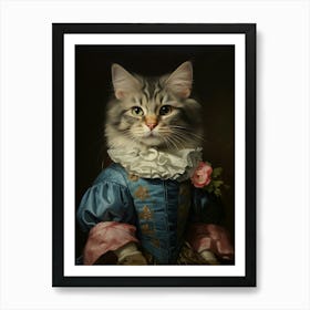 Cat In Medieval Clothing Rococo Style 6 Art Print