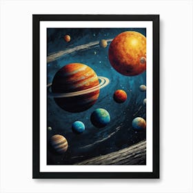 Planets In Space 1 Art Print