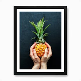 Pineapple — Food kitchen poster/blackboard, photo art 1 Art Print