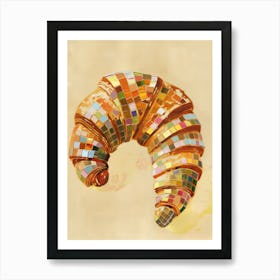 Disco Ball Croissant Mosaic Painting Kitchen Art Print