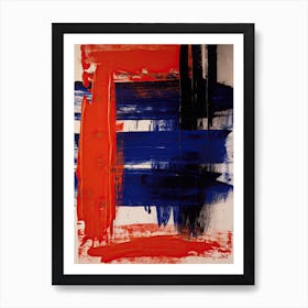 Blue And Red Brush Strokes Abstract 4 Art Print
