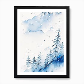 Snowflakes In The Mountains, Snowflakes, Minimalist Watercolour 2 Art Print
