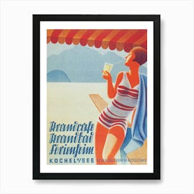 Woman In A Bathing Suit, Summer, Germany Vintage Travel Poster Art Print