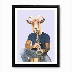 Goat Musician Illustration Art Print