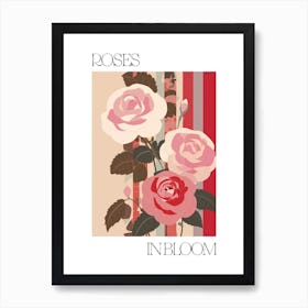 Roses In Bloom Flowers Bold Illustration 2 Art Print