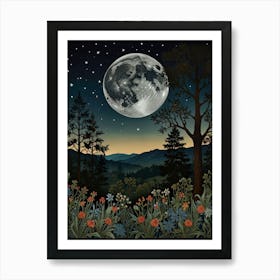 Moonlight In The Woods Style William Morris 1 Art Print 6 Art Print