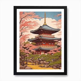 Nara Park, Japan Vintage Travel Art 3 Art Print