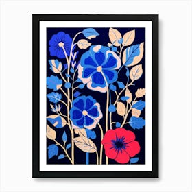 Blue Flower Illustration Hollyhock 4 Art Print