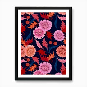 Dahlia Days - Navy Art Print