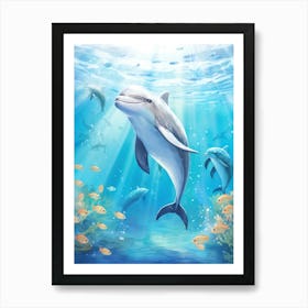 Happy Dolphin In Ocean 1 Art Print