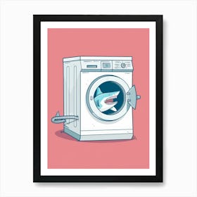 Shark In The Washing Machine Art Print