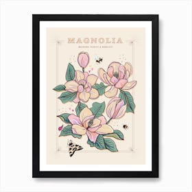 Magnolia On Cream Art Print