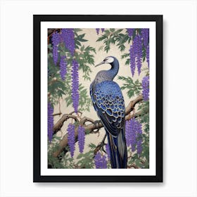 Fuji Wisteria And Bird Vintage Japanese Botanical Art Print