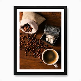 Coffee Beans And Sugar - coffee vintage poster, coffee poster Art Print