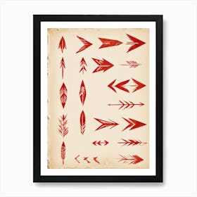 Brushstroke Designed Hand Drawn Arrow Icons Detailed Brushwork Strokes Visible Mix Of Red And Bro (5) Art Print