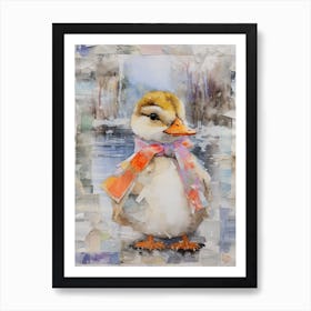 Winter Duckling With Scarf Painting 2 Art Print