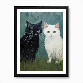 Black And White Cats Art Print