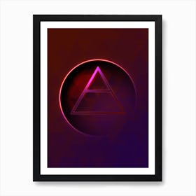 Geometric Neon Glyph on Jewel Tone Triangle Pattern 211 Art Print