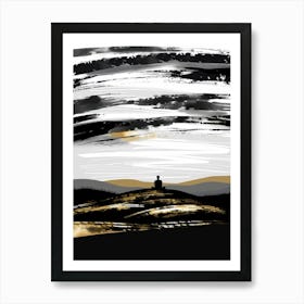 Meditating Man On A Hill Art Print