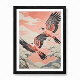 Vintage Japanese Inspired Bird Print Hawk 1 Art Print