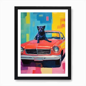 Chevrolet Chevelle Vintage Car With A Dog, Matisse Style Painting 2 Art Print