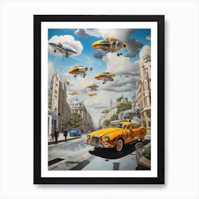 'Flying Taxis' Art Print