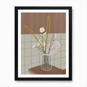 Flowers In Glass Jar Art Print