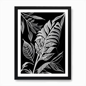 Willow Leaf Linocut 1 Art Print