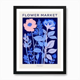 Blue Flower Market Poster Peony 1 Art Print