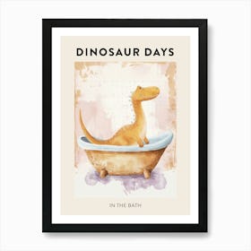 Dinosaur In The Bath Poster 4 Art Print