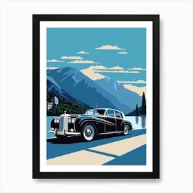 A Rolls Royce Phantom Car In The Lake Como Italy Illustration 2 Art Print