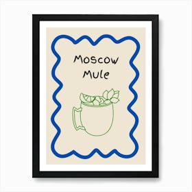 Moscow Mule Doodle Poster Blue & Green Art Print