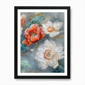 Chinese Silk Flowers Art Print