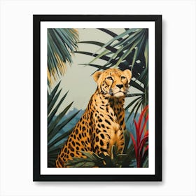 Cheetah 2 Tropical Animal Portrait Art Print