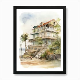 Punta Carretas Montevideo Neighborhood, Watercolour 4 Art Print