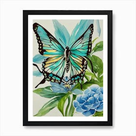 Butterfly And Flowers 5 Art Print