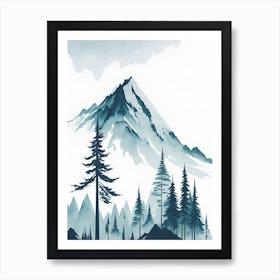 Mountain And Forest In Minimalist Watercolor Vertical Composition 134 Art Print