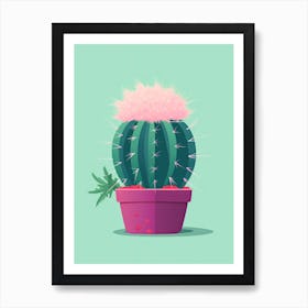 Hedgehog Cactus Illustration 6 Art Print