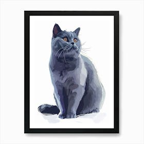 British Shorthair Cat Clipart Illustration 3 Art Print