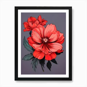 Red Peony Flower Art Print