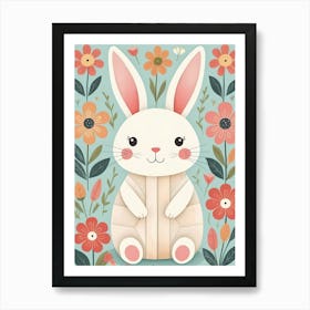 Floral Cute Baby Bunny Nursery (4) Art Print