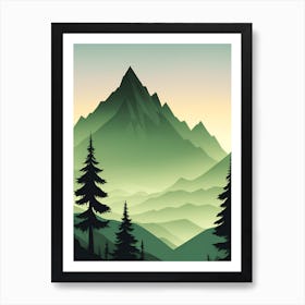 Misty Mountains Vertical Composition In Green Tone 169 Art Print