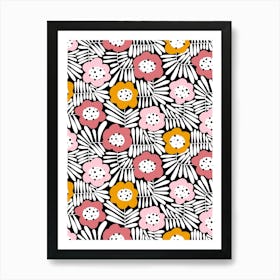 Climbing Flowers Retro Floral Summer Daze Art Print