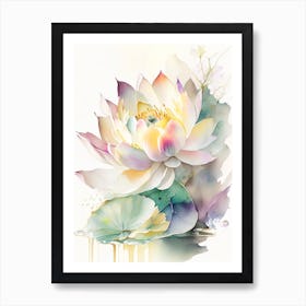 Lotus Flower Bouquet Storybook Watercolour 2 Art Print