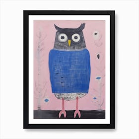 Playful Illustration Of Owl For Kids Room 1 Art Print